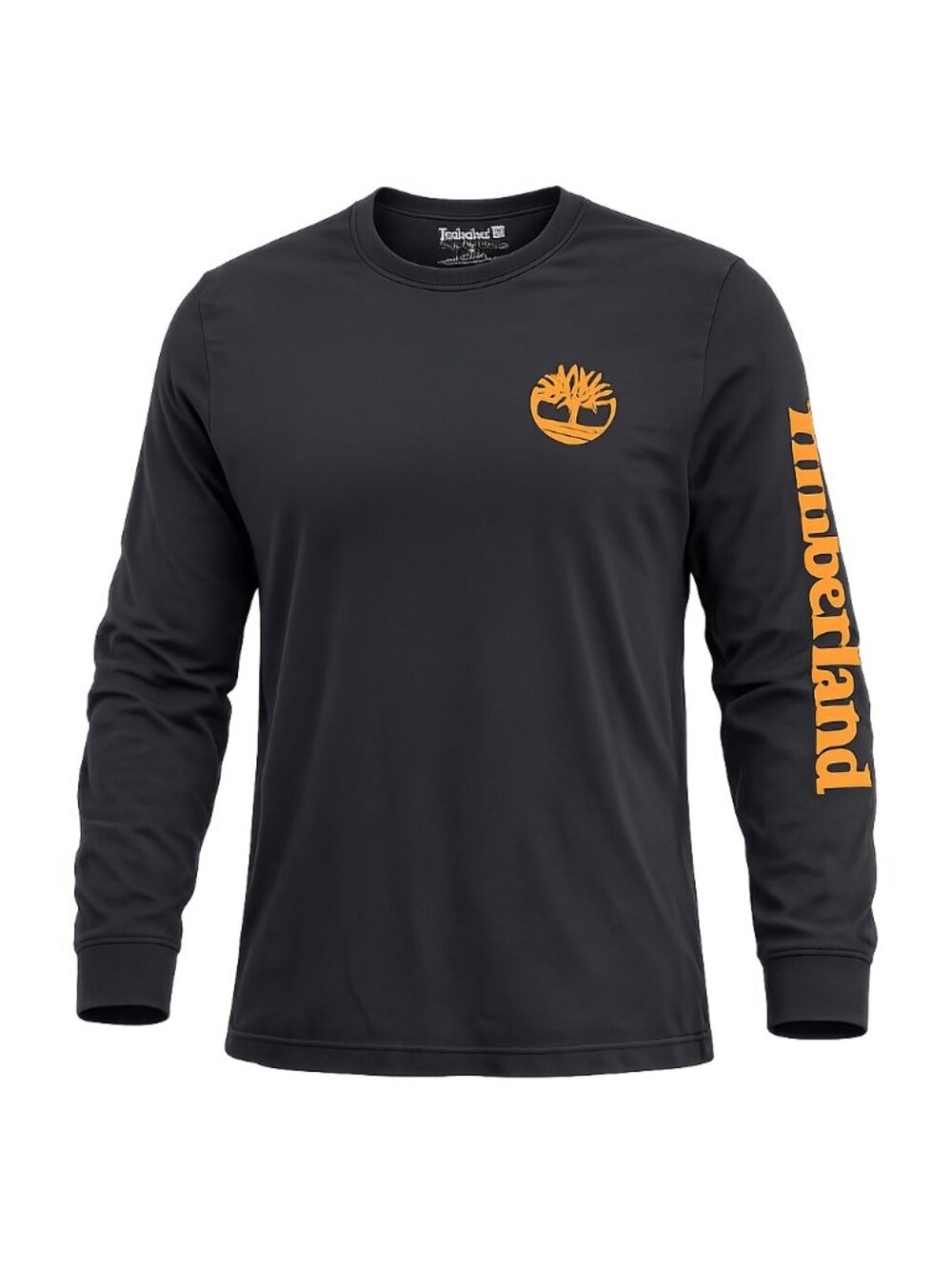 Timberland Men’s Long Sleeve Logo Graphic T-Shirt Black Orange Size Large L Cott - Picture 1 of 8